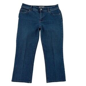 Chico's Size 0 (28) Women's Capris Crop  Mid Rise Blue Denim Jeans‎ Pockets.